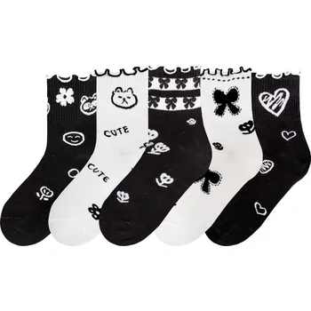 DARRÉ Dětské ponožky vysoké Černobílé motivy Velikost: 28 - 31