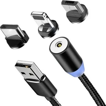 Datový kabel Magnetický nabíjecí kabel USB 3v1 - černý