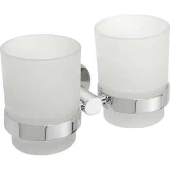 Držák na kartáček Sapho Sapho, X-ROUND dvojitý držák sklenic, mléčné sklo, chrom, XR902