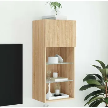 Nábytek vidaXL TV skříňka s LED osvětlením 40,5 x 30 x 90 cm [837047] Barva: dub sonoma