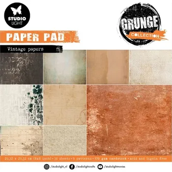 Studio Light Blok podkladových papírů Studio Light "Grunge", 20,3x20,3 cm, 36 l. - Vintage papír