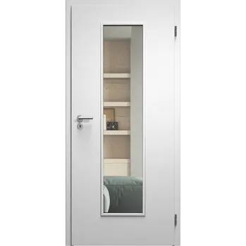 Interiérové dveře SAPELI ELEGANT KOMFORT M55 - CPL LAMINÁT - OTOČNÉ DVEŘE VČ. ZÁRUBNĚ - Bílá pór Průchozí šířka (cm): 90, Průchozí výška (cm): 197, Typ skla: Čiré sklo