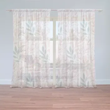 Záclona Záclony Růžové a modré lístky : 2 ks - 150x250 cm - Sablio