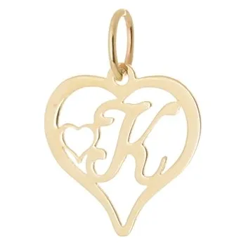 Přívěsek Přívěšek srdce s písmenem K ze žlutého zlata ZZ0434F