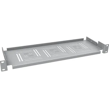 Rozvaděč Police 19" 1U 150mm ukládací plato RAL 7035 úchyt na přední lišty UP-01