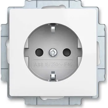 Elektrická zásuvka ABB - Zoni, zásuvka jednonásobná s bočními kontakty, s clonkami, bílá