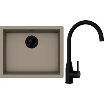 Granitový dřez Set Schock S28-1 (dřez Kiruna N-100L Twilight + baterie Kavus Puro + komponenty Puro)