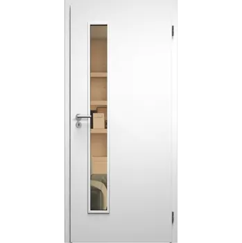 Interiérové dveře SAPELI ELEGANT KOMFORT M60 - CPL LAMINÁT - OTOČNÉ DVEŘE VČ. ZÁRUBNĚ - Bílá perla Průchozí šířka (cm): 120, Průchozí výška (cm): 197, Typ skla: Planibel bronz