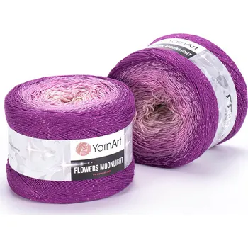 Příze Pletací / háčkovací příze YarnArt FLOWERS MOONLIGHT 3290 světle fialová, melírovaná (duhová), metalické vlákno, 260g/1000m