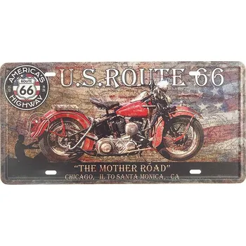 Plechová cedule Retro cedule U.S.Route 66 30x15cm (Plechová cedule na zeď - rozměry: 30x15cm, materiál: kov)