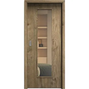 Interiérové dveře SAPELI ELEGANT KOMFORT M55 - CPL LAMINÁT - POSUVNÉ DVEŘE VČ. ZÁRUBNĚ - Dub sherwood Průchozí šířka (cm): 70, Průchozí výška (cm): 197, Typ skla: Planibel bronz