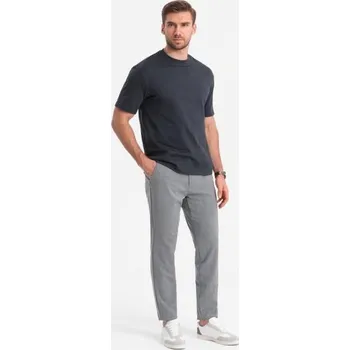 Pánské oblečení Pánské kalhoty klasického střihu kostkované V3 OM-PACP-0187 šedé