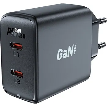 Acefast A49 rychlá nabíječka 2x USB-C PD / 35W / černá