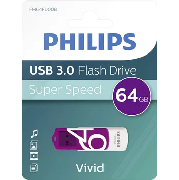Ukládání dat Philips VIVID USB flash disk 64 GB nachová FM64FD00B/00 USB 3.2 (Gen 1x1)