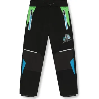 Dětská móda Chlapecké softshellové kalhoty nezateplené Kugo HK2870, černé se zelenou