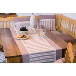 Běhoun z vínového kanafasu pruhy a puntíky s krajkou Běhouny sešívané: 43x200cm