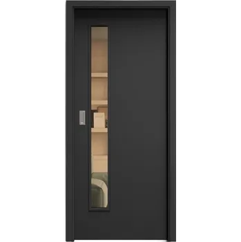 Interiérové dveře SAPELI ELEGANT KOMFORT M60 - CPL LAMINÁT - POSUVNÉ DVEŘE VČ. ZÁRUBNĚ - Černá grafit Průchozí šířka (cm): 90, Průchozí výška (cm): 197, Typ skla: Planibel bronz