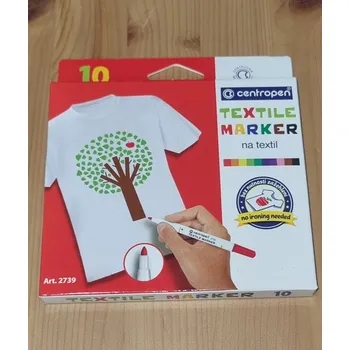 Fixy Centropen na textil 2739 10 barev červená oranžová žlutá světle zelená tmavě zelená modrá fialová růžová hnědá černá