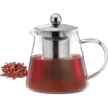Konvice na čaj Čajová konvice s nerezovým filtrem 0,8 l, skleněná - WEIS (Konvička z borosilikátového skla s čajovým filtrem 800 ml - WEIS)