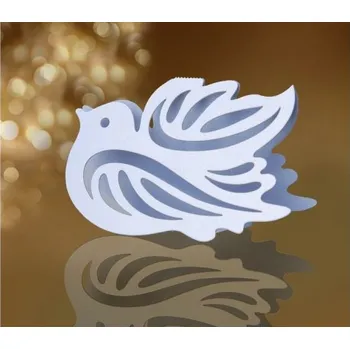 Svatební dekorace PartyDeco Jmenovka na stůl vyřezávaný holoubek bílý 10 ks