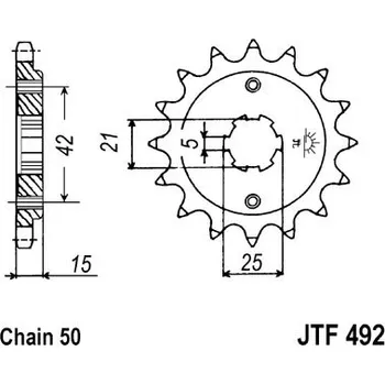 Řetězová sada pro motocykl Řetězové kolečko JT JTF 492-14 14 zubů, 530