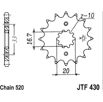 Řetězová sada pro motocykl Řetězové kolečko JT JTF 430-12 12 zubů, 520
