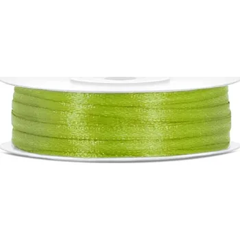 Stuha PartyDeco Stuha saténová světle zelená 3 mm x 50 m - světle zelené dekorační stuhy na svatební vývazky