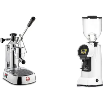 Kávovar La Pavoni Europiccola Lusso + Eureka Helios 65, white