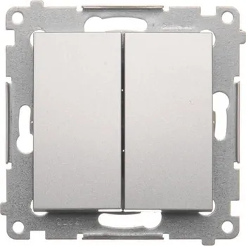 vypínač Tlačítko dvojité spínací Simon 54 bez piktogramu stříbrné