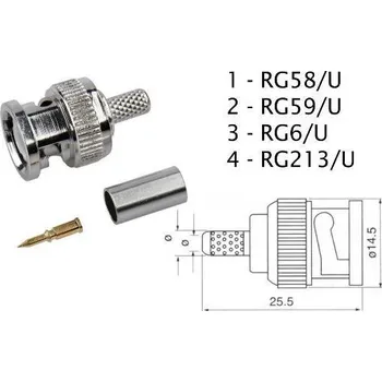 Elektrický konektor Konektor BNC RG6-U lisovací