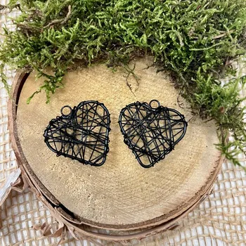 Konfeta Santex Francie Drátěná srdíčka černá 6 ks - krásná srdíčka na svatební tvoření