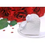 PartyDeco Srdíčko na svatební mandle bílé 10 ks - krabičky na svatební mandle