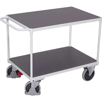 Plošinový vozík Stolní vozík VARIOfit, ložné plochy z desky MDF, 1000 x 600 mm, nosnost 500 kg, barva šedá RAL7035 /deska šedá