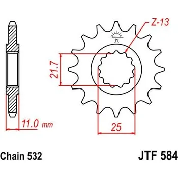 Řetězová sada pro motocykl Řetězové kolečko JT JTF 584-15 15 zubů, 532