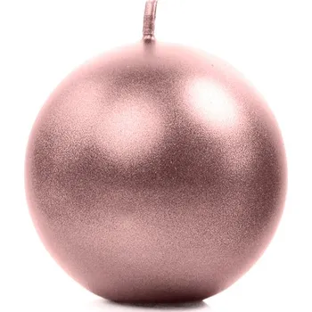 Svíčka PartyDeco Svíčka koule růžovozlatá perleťová 80 mm - svíčky na slavnostní svatební stůl