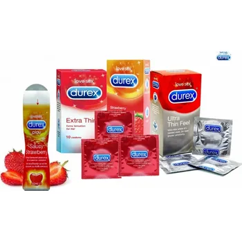 Kondom Něžný Durex balíček 42ks + gel Durex strawberry 50ml zdarma