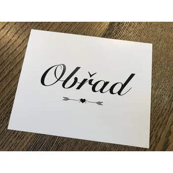 Svatební dekorace Svatba-eshop Cedulka Obřad s šípy a srdíčkem - cedulka na svatební výzdobu