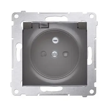 Elektrická zásuvka Zásuvka 250 V Simon 54 premium IP44 s clonkami modul antracit