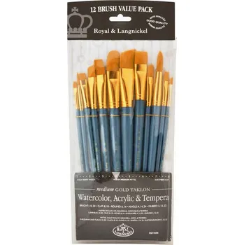 Umělecký štětec Royal And Langnickel Sada štětců Royal & Langnickel Gold Taklon 12 ks