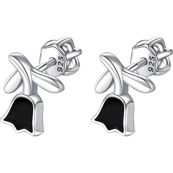 Náušnice Stříbrné náušnice černý tulipán