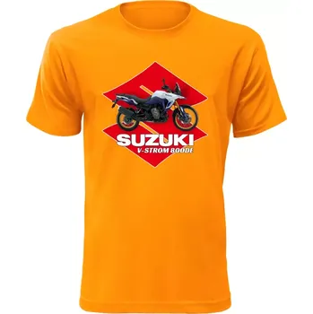 Pánské tričko s motorkou Suzuki V-Storm 800DE oranžové