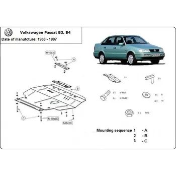 Kryt motoru Kryt pod motor VOLKSWAGEN PASSAT III/4 Sedan (B3, B4) - Plech - 8595698040978