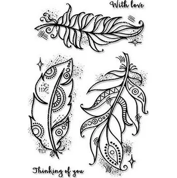 Woodware Silikonová gelová razítka - Peříčka