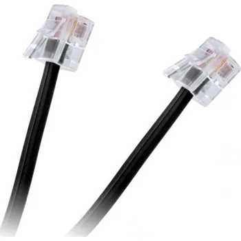 Síťový kabel Kabel telefonní RJ11 - 6P4C - 6P4C, 10m černý