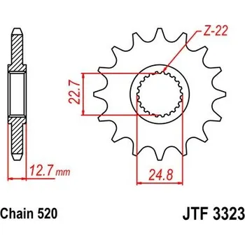 Auto-moto Řetězové kolečko JT JTF 3323-24 24 zubů, 520