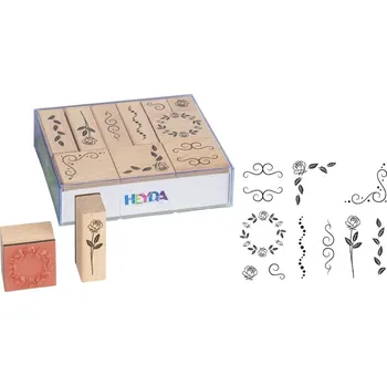 Dětské razítko Heyda 10 ks Razítka - ornamenty - vlnky, listy, růže