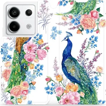 Pouzdro na mobilní telefon Flipové pouzdro Mobiwear - Xiaomi Redmi Note 13 Pro 5G / Poco X6 5G - MX08S Pávi (Knížkové flip pouzdro, obal, kryt na mobil Xiaomi Redmi Note 13 Pro 5G / Poco X6 5G - MX08S Pávi, materiál Umělá kůže + TPU - ochrana 360°, stojánek, silikonová vanička,)