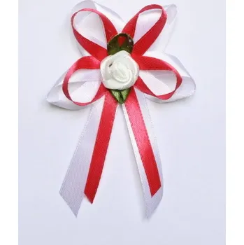 Svatební dekorace Svatba-eshop Vývazek pro svědky a rodiče bílo červený - velké svatební vývazky, voničky pro rodinu a svědky