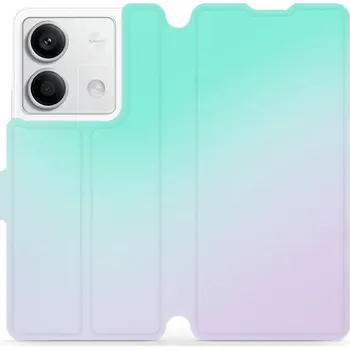 Pouzdro na mobilní telefon Flipové pouzdro Mobiwear - Xiaomi Redmi Note 13 5G - VP63S Mátový a fialový odstín (Knížkové flip pouzdro, obal, kryt na mobil Xiaomi Redmi Note 13 5G - VP63S Mátový a fialový odstín, materiál Umělá kůže + TPU - ochrana 360°, stojánek, silikonová vanička,