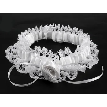 Svatební dekorace Svatební podvazek bílý 70 mm č. 16 - svatební podvazky pro nevěstu bílé